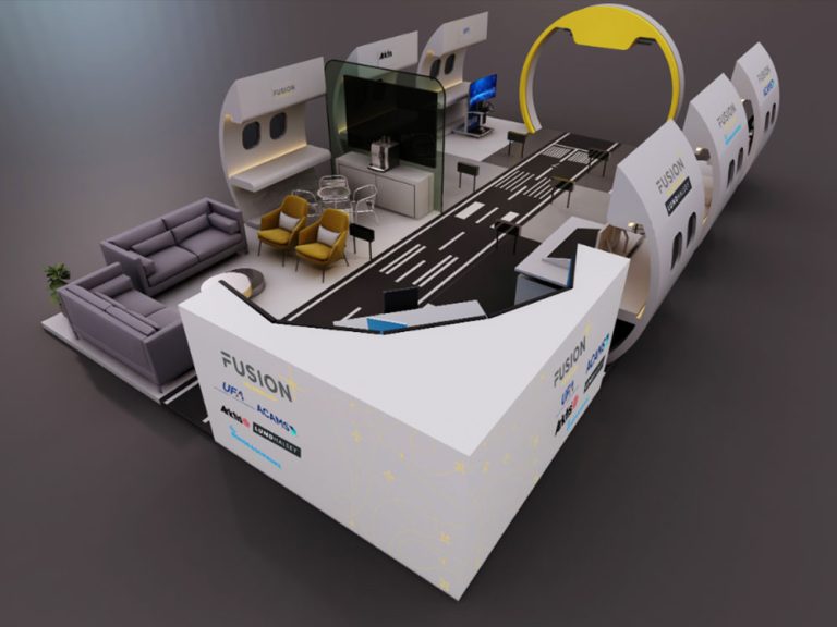 Fusion Technology Exhibition Booth - 3D booth render